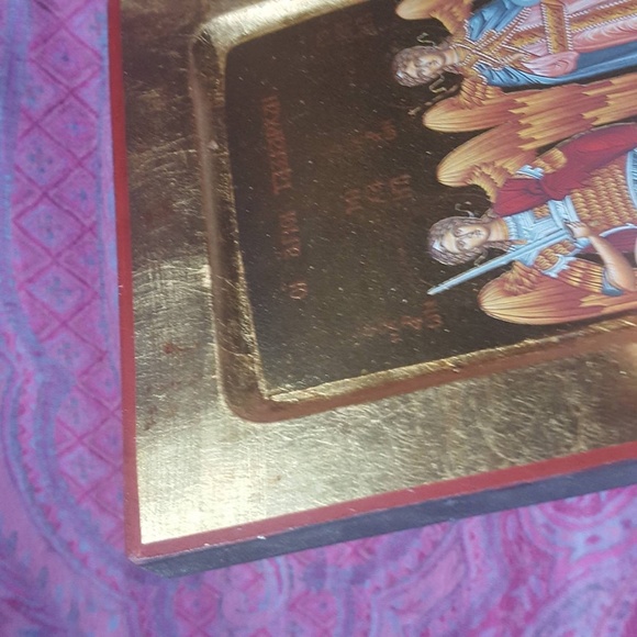 Greek Orthodox Christian Religious Michael Angels Icon Gold Leaf Art Painting - Picture 2 of 7